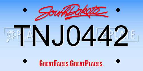 TNJ0442 South Dakota License Plate
