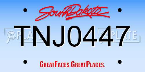 TNJ0447 South Dakota License Plate