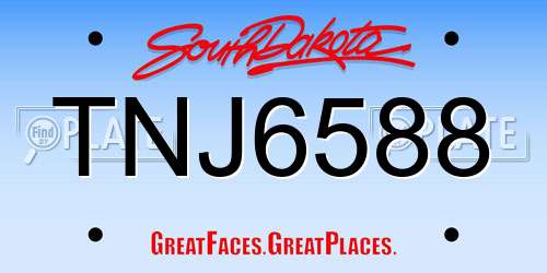 TNJ6588 South Dakota License Plate