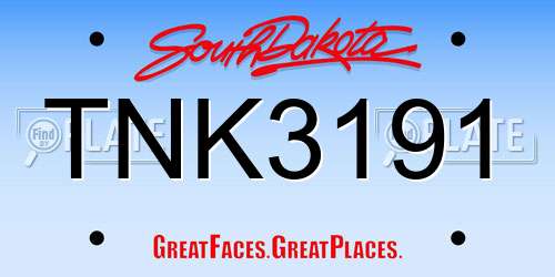 TNK3191 South Dakota License Plate