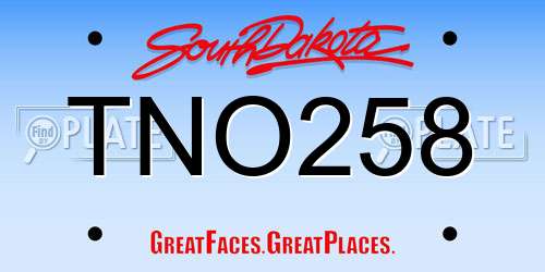 TNO258 South Dakota License Plate