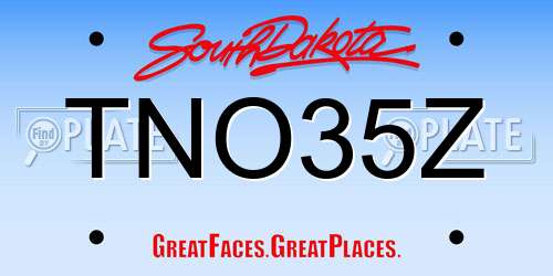 TNO35Z South Dakota License Plate