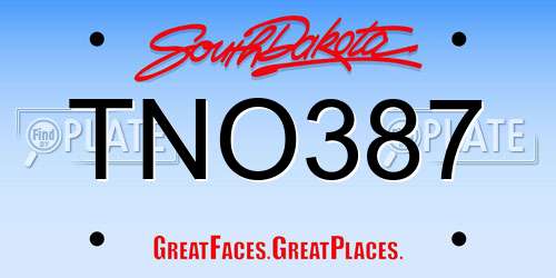 TNO387 South Dakota License Plate