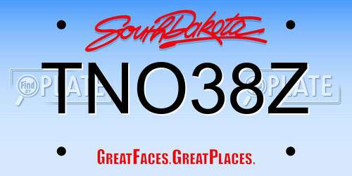 TNO38Z South Dakota License Plate