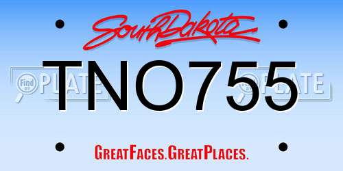 TNO755 South Dakota License Plate