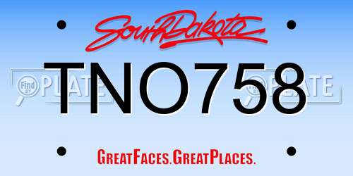 TNO758 South Dakota License Plate