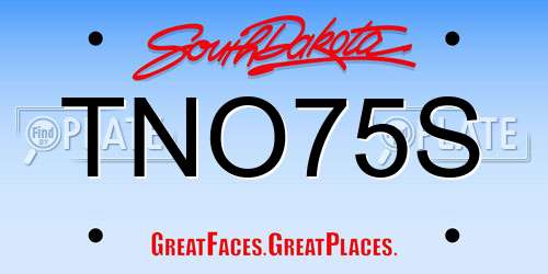 TNO75S South Dakota License Plate