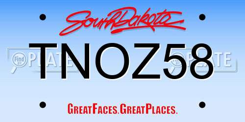 TNOZ58 South Dakota License Plate