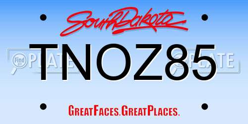 TNOZ85 South Dakota License Plate