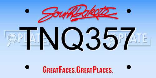TNQ357 South Dakota License Plate