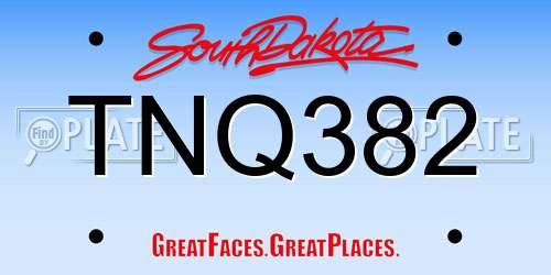 TNQ382 South Dakota License Plate