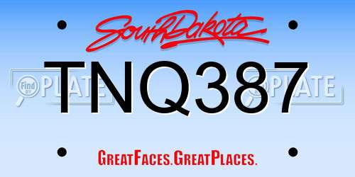 TNQ387 South Dakota License Plate