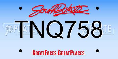 TNQ758 South Dakota License Plate