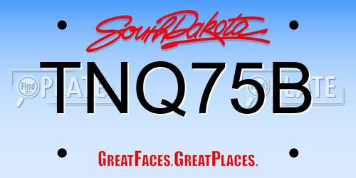 TNQ75B South Dakota License Plate