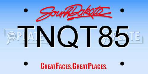 TNQT85 South Dakota License Plate