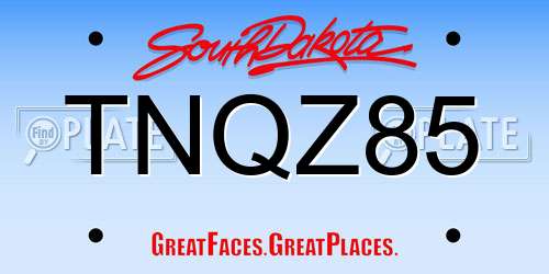 TNQZ85 South Dakota License Plate