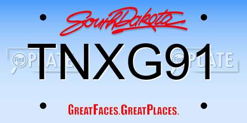 TNXG91 South Dakota License Plate