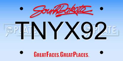TNYX92 South Dakota License Plate