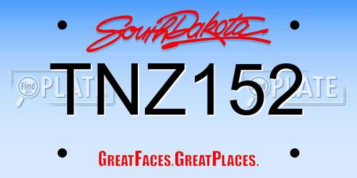 TNZ152 South Dakota License Plate