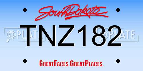 TNZ182 South Dakota License Plate