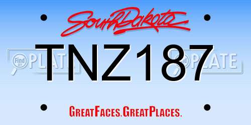 TNZ187 South Dakota License Plate