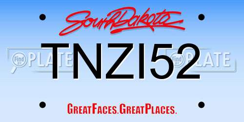 TNZI52 South Dakota License Plate