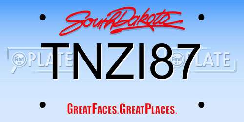 TNZI87 South Dakota License Plate