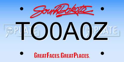 TO0A0Z South Dakota License Plate