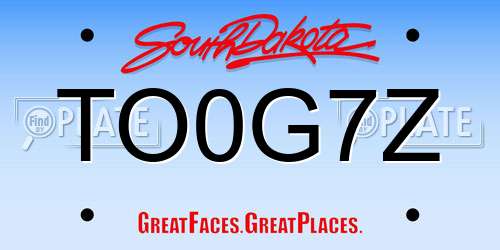 TO0G7Z South Dakota License Plate