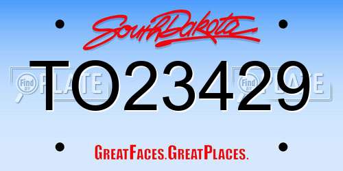 TO23429 South Dakota License Plate