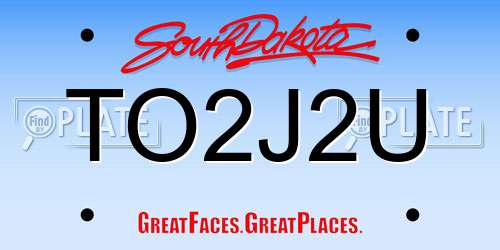 TO2J2U South Dakota License Plate