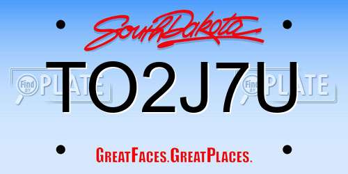 TO2J7U South Dakota License Plate