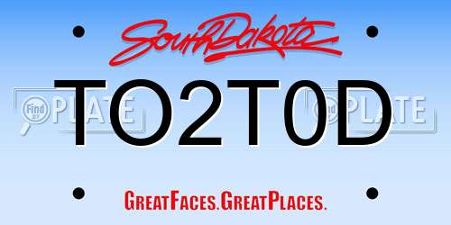 TO2T0D South Dakota License Plate