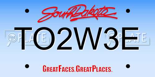 TO2W3E South Dakota License Plate