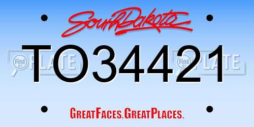 TO34421 South Dakota License Plate