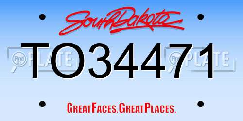 TO34471 South Dakota License Plate