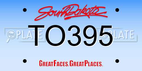 TO395 South Dakota License Plate