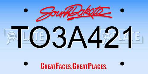 TO3A421 South Dakota License Plate