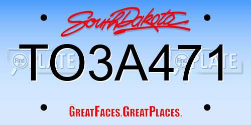 TO3A471 South Dakota License Plate