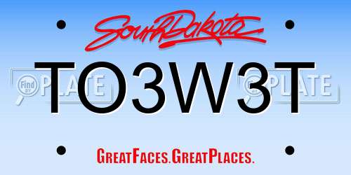 TO3W3T South Dakota License Plate