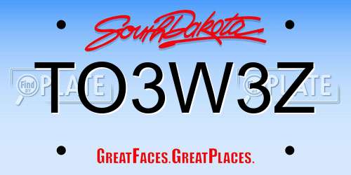 TO3W3Z South Dakota License Plate