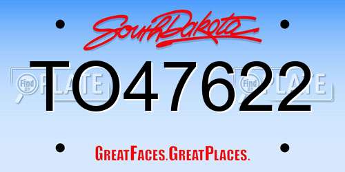TO47622 South Dakota License Plate