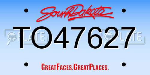 TO47627 South Dakota License Plate