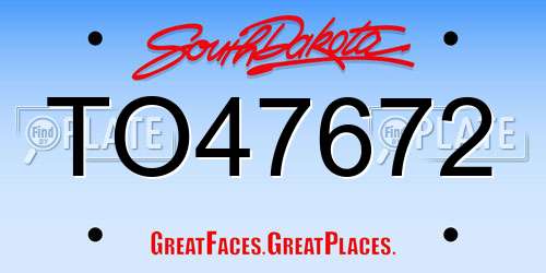 TO47672 South Dakota License Plate