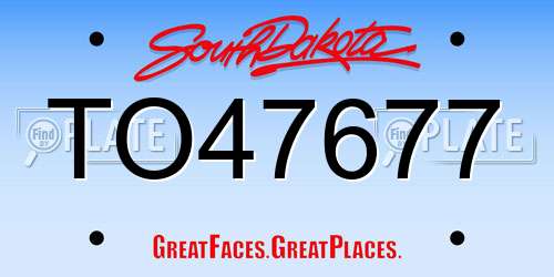 TO47677 South Dakota License Plate