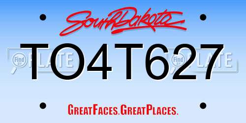 TO4T627 South Dakota License Plate