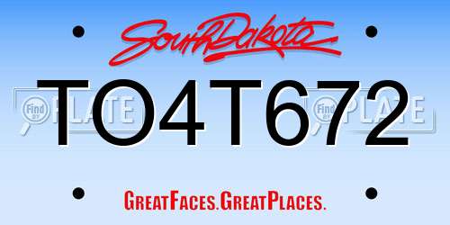 TO4T672 South Dakota License Plate