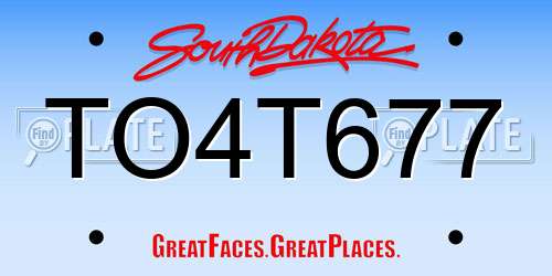 TO4T677 South Dakota License Plate