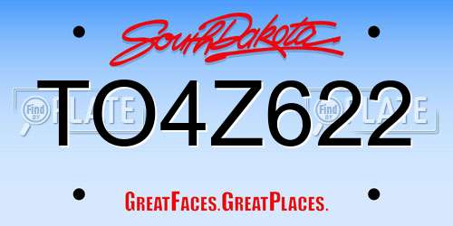 TO4Z622 South Dakota License Plate