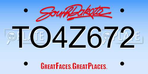 TO4Z672 South Dakota License Plate